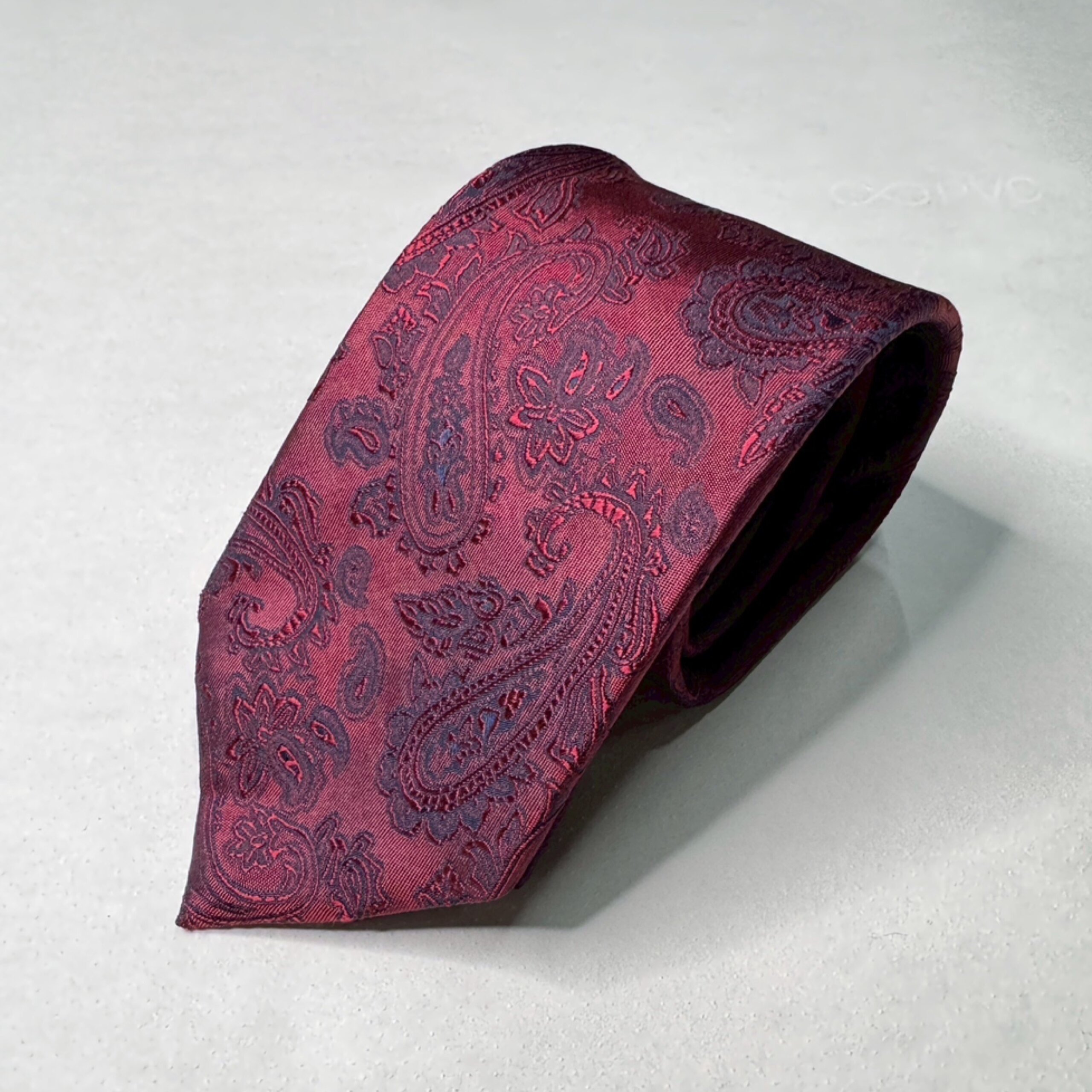 ネクタイ ペイズリー無地 ワイン