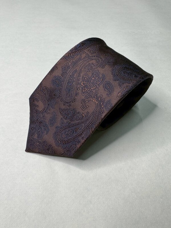 ネクタイ ペイズリー無地 ブラウン