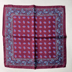 ポケットチーフ　ワイン×ブルー　イタリア製