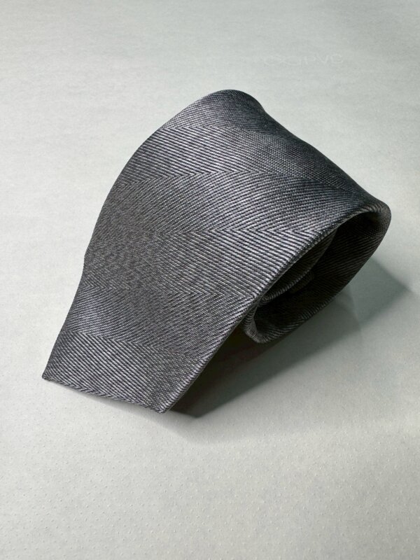 ネクタイ 無地(ヘリンボーン) グレー